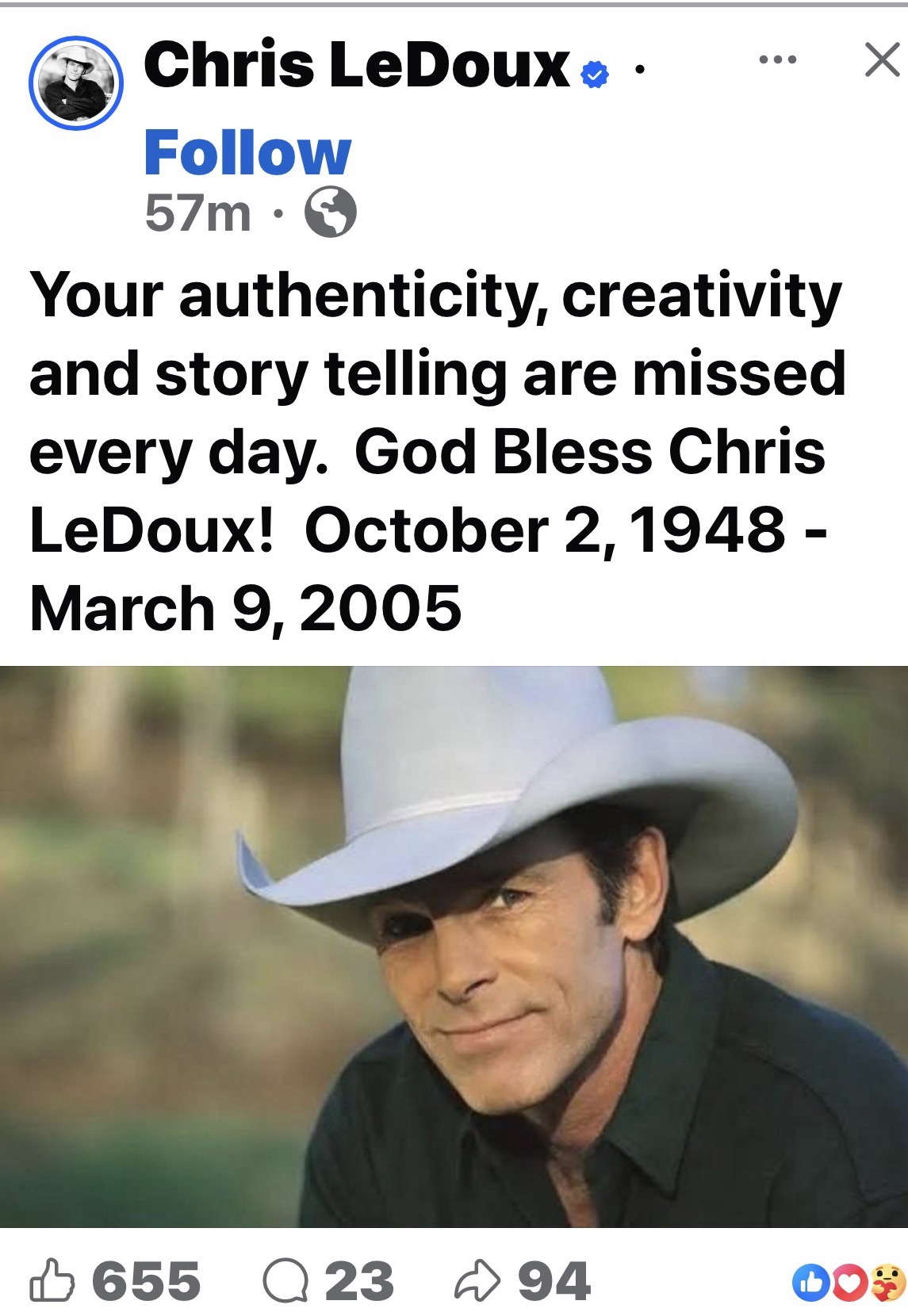 Country music and the rodeo world lost a legend 21 years ago today ...
